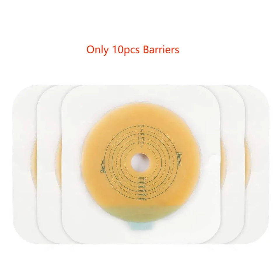 Two-Piece Colostomy Bag Set with Clamp Clips – 10 or 15 Bags + 6 Barriers for Ostomy Patient Care