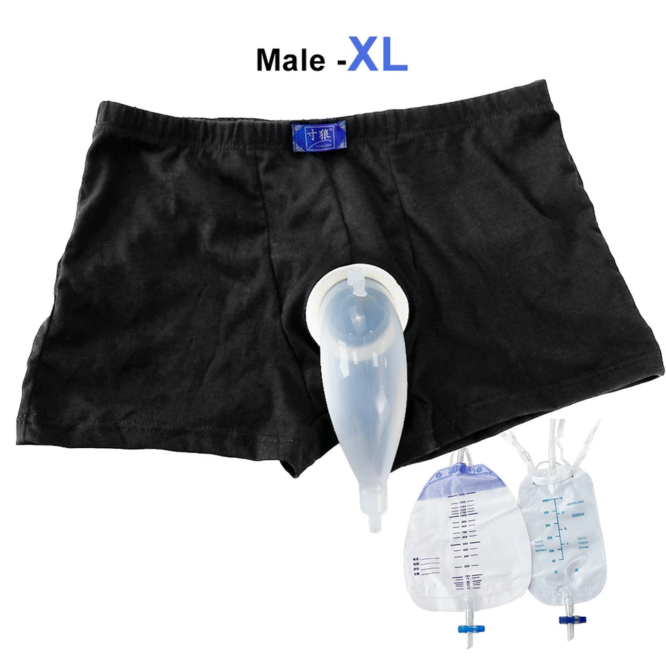 Reusable Male Wearable Silicone Urine Bag with Catheter & Drainage System