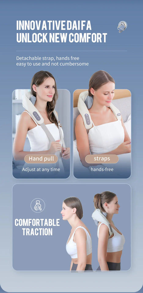 Foreverlily Wireless Neck and Shoulder Massager – Heated Kneading Massage Shawl