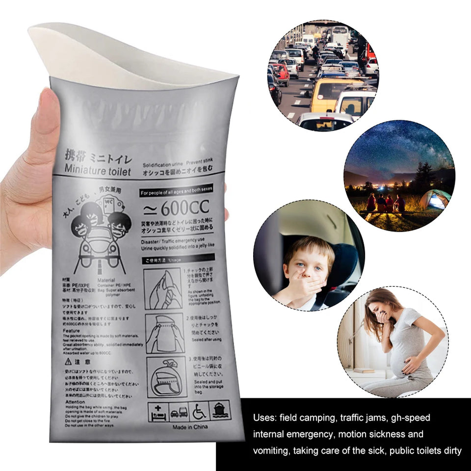 Disposable Emergency Urine Bags 600ml – Portable Travel Toilet for Men, Women & Kids (4–40pcs)
