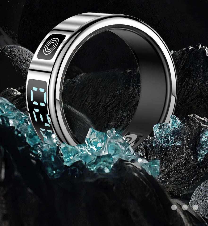 2025 SR08 Smart Ring – LED Display, Heart Rate & SpO₂ Monitor, 5ATM Waterproof Fitness Ring for Men & Women