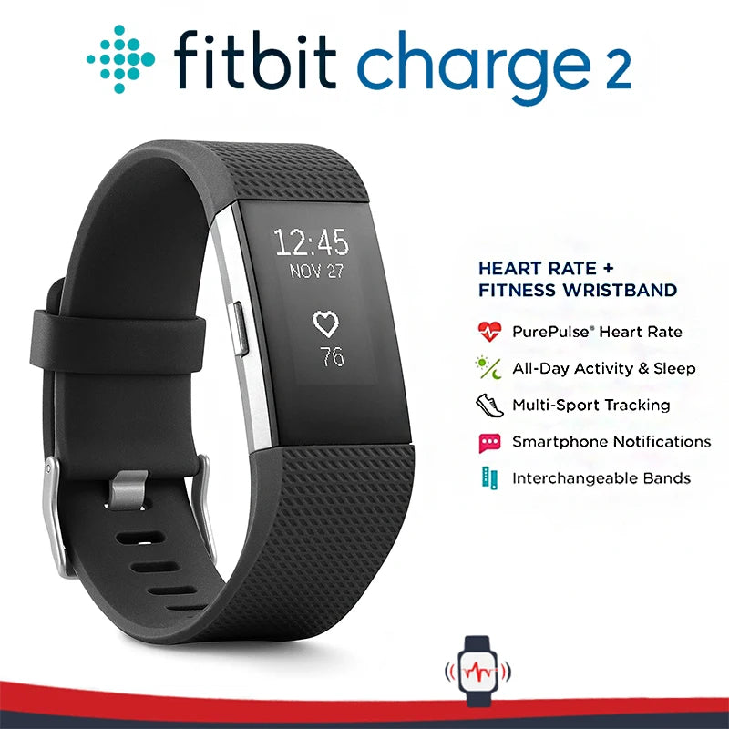 Fitbit Charge 2 Fitness Tracker – Heart Rate Monitor, Sleep & Activity Tracking, GPS, Call Alerts for iOS & Android