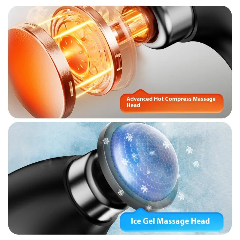 Fascia Massage Gun with Hot & Cold Heads – Adjustable Percussion Muscle Massager