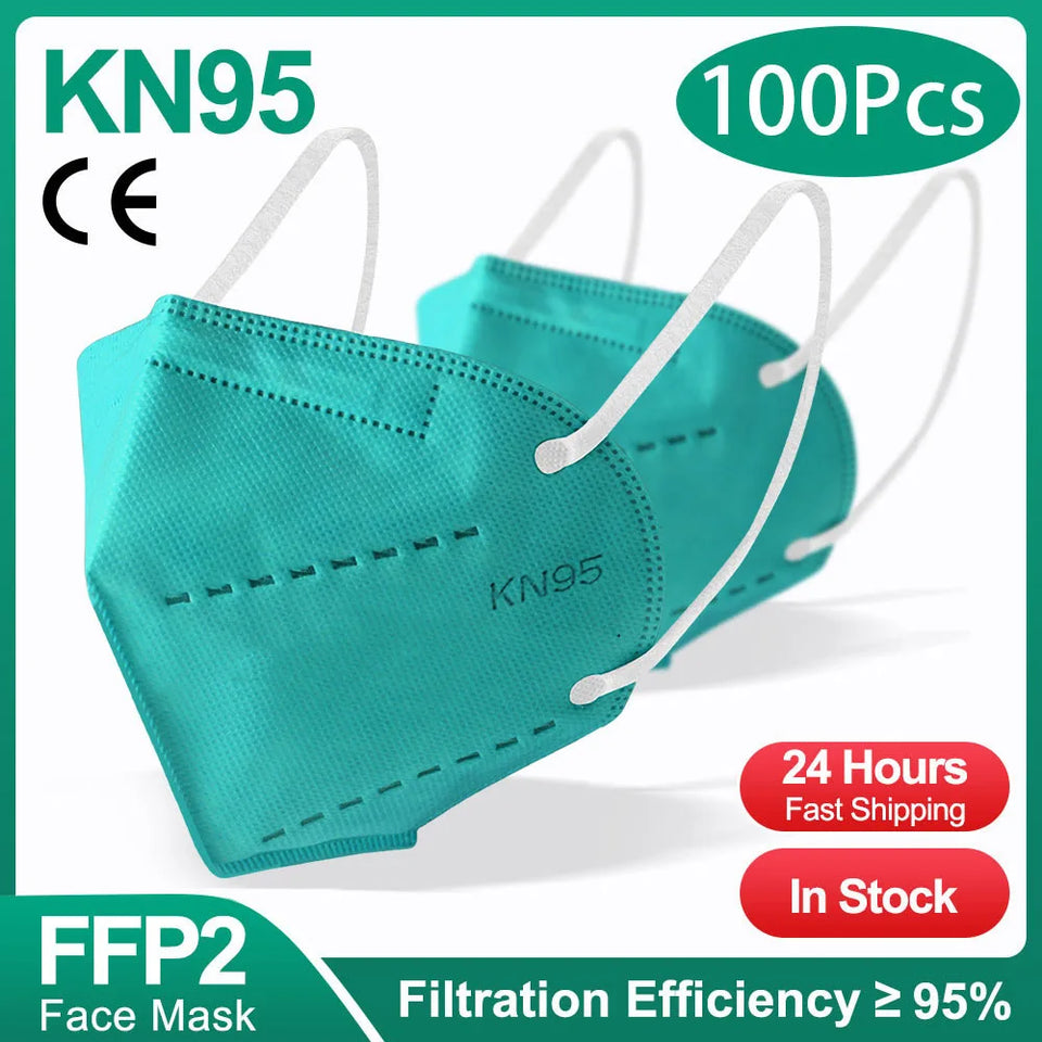 FFP2/KN95 Black Face Masks – 5-Layer CE Approved Respirator for Adults (10–200pcs)