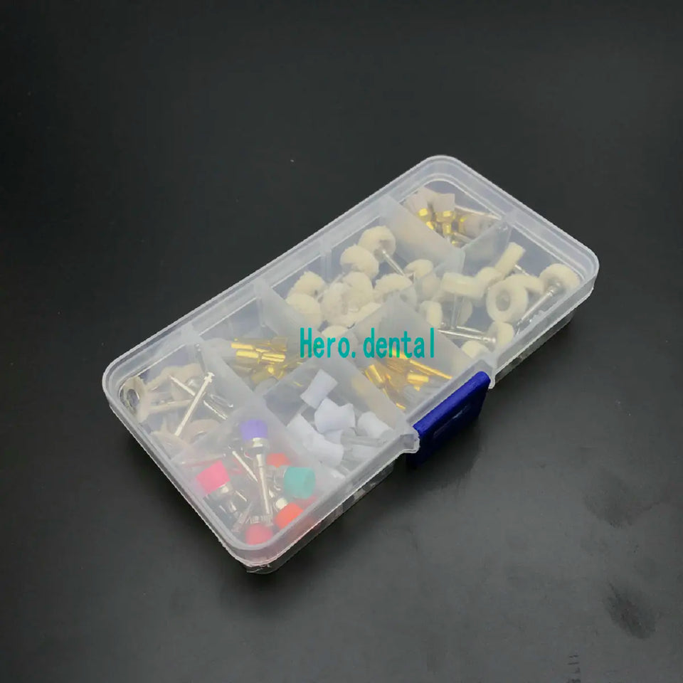 80PCS Dental Prophy Polishing Brush Cups – Alumina, Nylon, Cotton Wool, and Felt Wheels for Professional Dental Cleaning