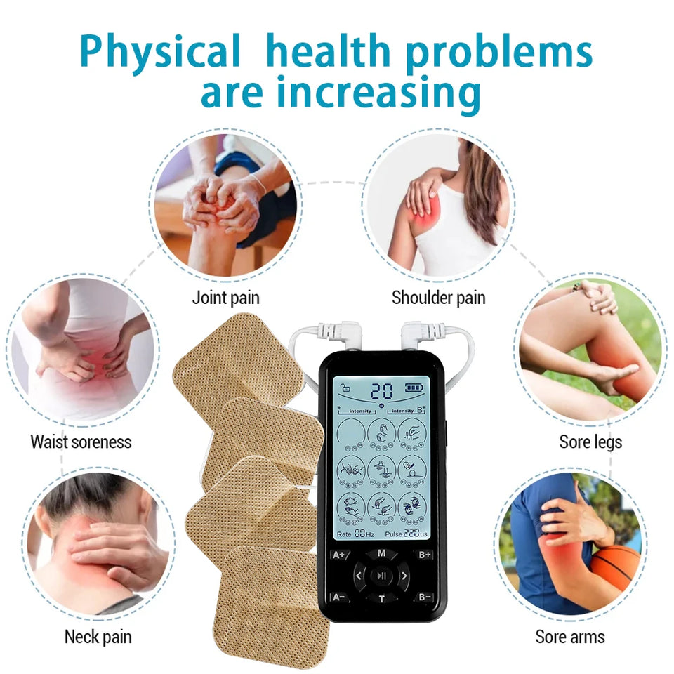 TENS EMS Machine 36 Modes Electronic Muscle Stimulator Physiotherapy Pulse Full Body Massager Health Care Device with 10pcs Pads