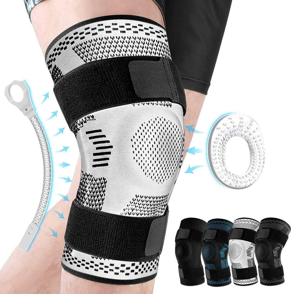Sports Knee Brace with Side Stabilizers & Patella Gel – Compression Sleeve for Meniscus Tear, Knee Pain, Injury Recovery