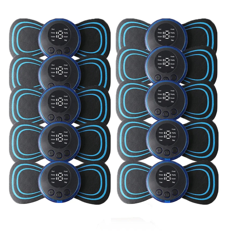 EMS Pulse Neck Massager Sticker Tens Cervical Massageador Back Masajeador Patch Muscle Stimulator Pain Relief Gel Pads Stretcher