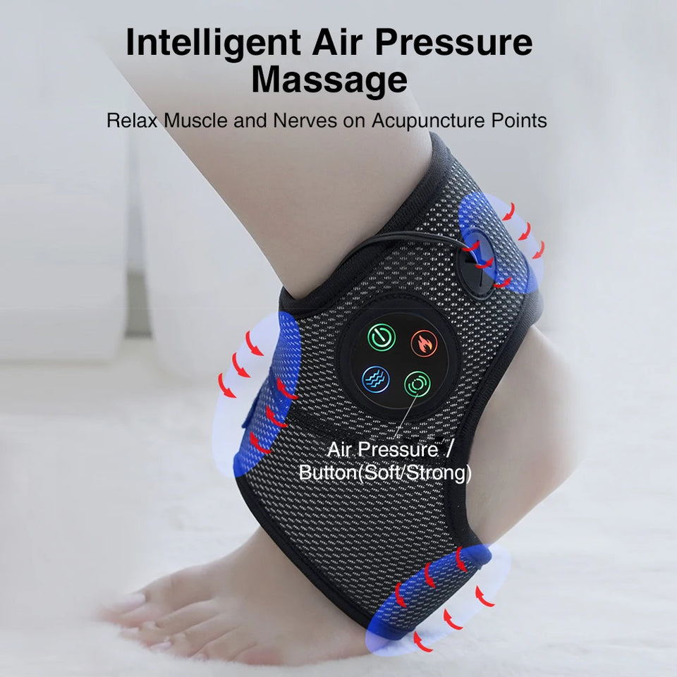 Electric Foot Ankle Massager Heating Foot Compress Vibration Relaxation Brace Belt Plantar Joint Sprain Ankle Support Massager