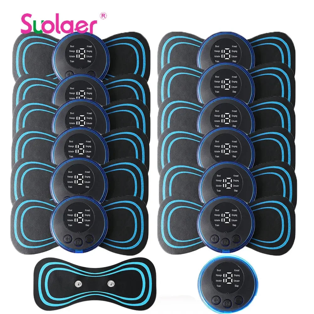 EMS Pulse Neck Massager Sticker Tens Cervical Massageador Back Masajeador Patch Muscle Stimulator Pain Relief Gel Pads Stretcher