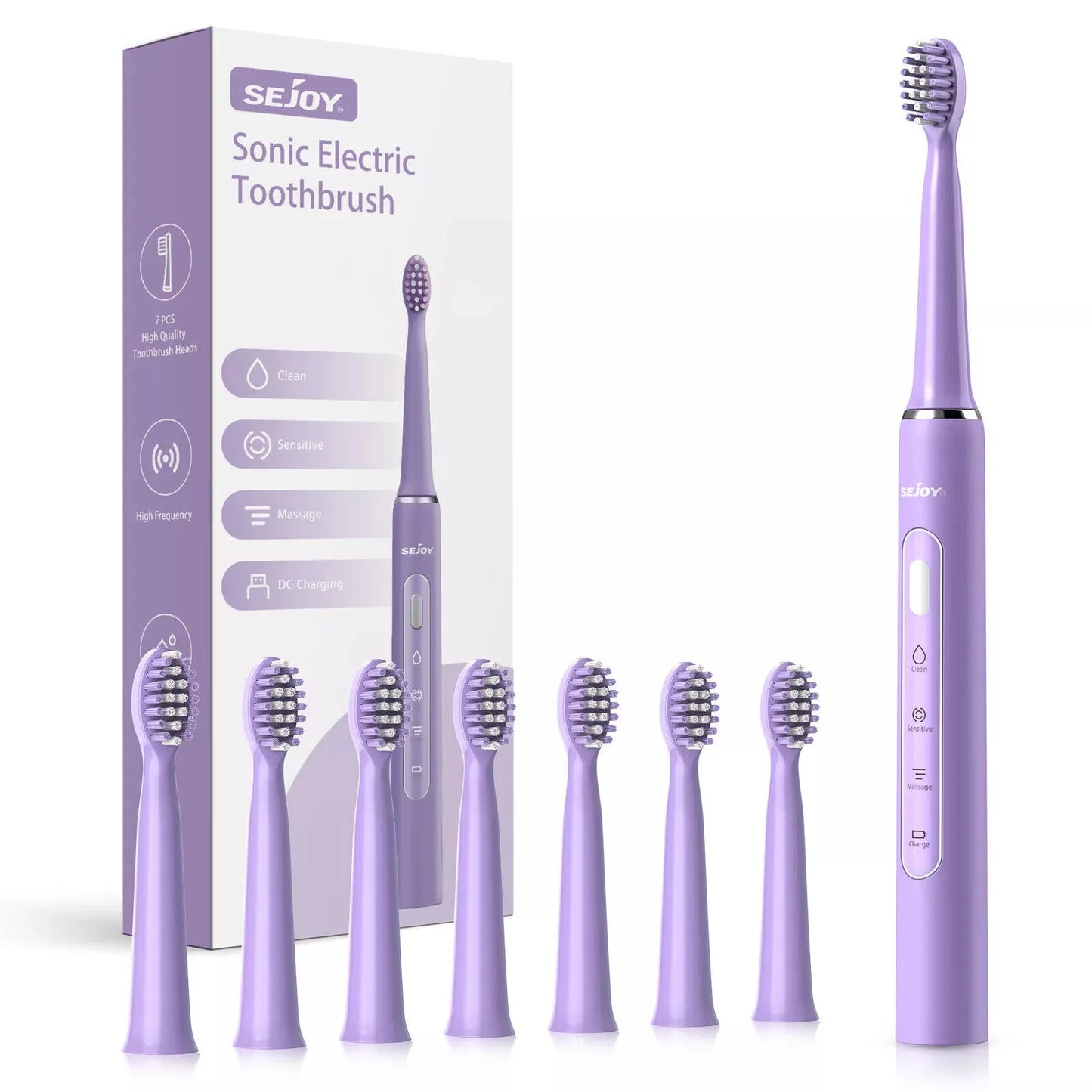 SEJOY Sonic Electric Toothbrush – Smart Rechargeable Toothbrush with 3 Modes, IPX7 Waterproof, for Deep Oral Cleaning