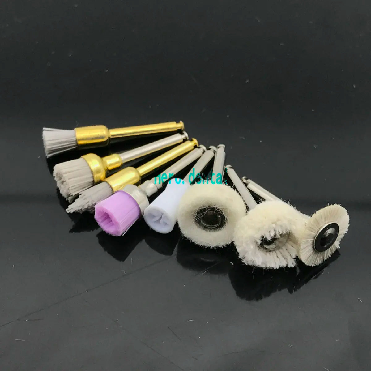 80PCS Dental Prophy Polishing Brush Cups – Alumina, Nylon, Cotton Wool, and Felt Wheels for Professional Dental Cleaning