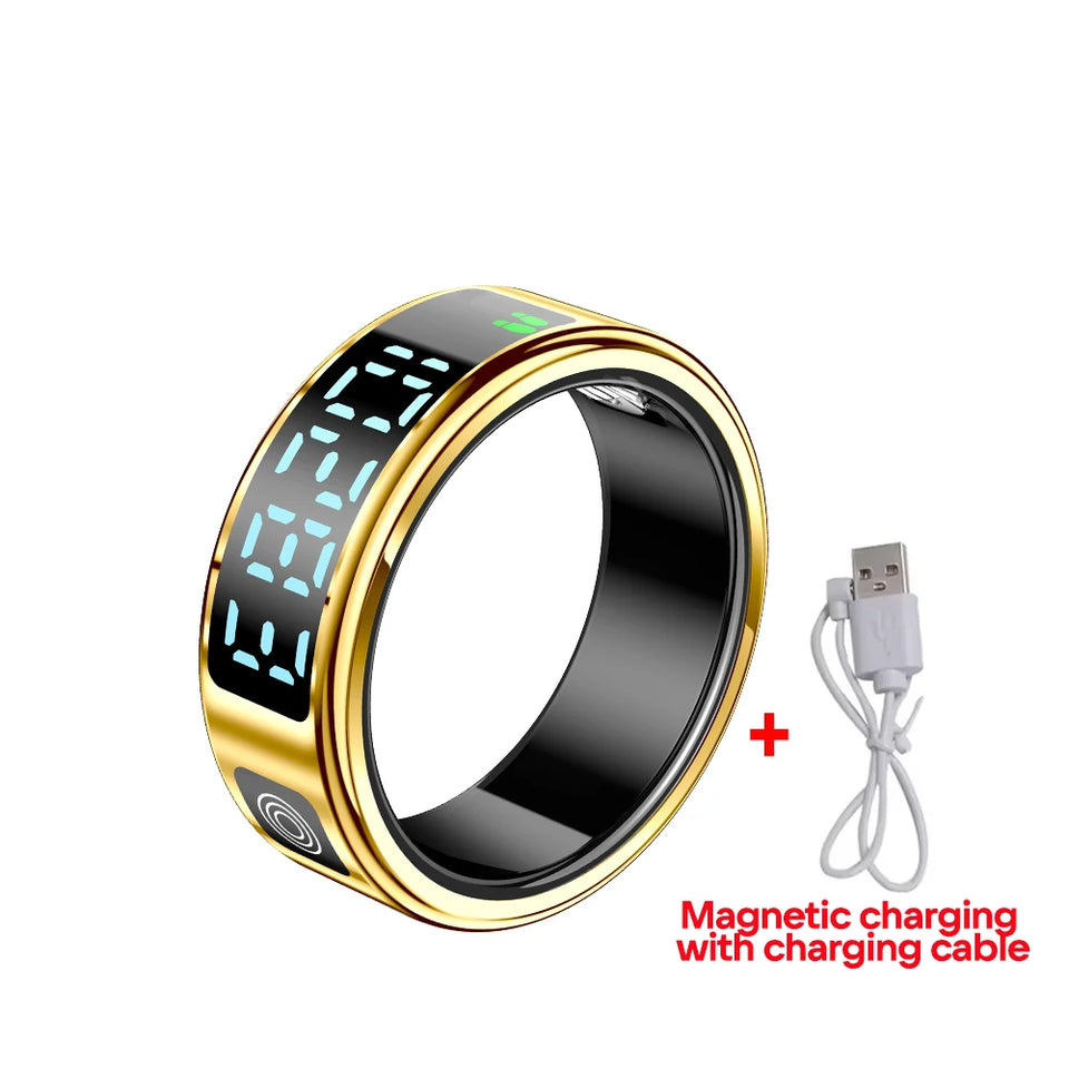 2025 SR08 Smart Ring – LED Display, Heart Rate & SpO₂ Monitor, 5ATM Waterproof Fitness Ring for Men & Women