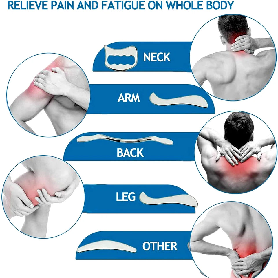 Stainless Steel Gua Sha Massage Tool Set – 1/4/7 Pcs for Full Body Acupoint Therapy