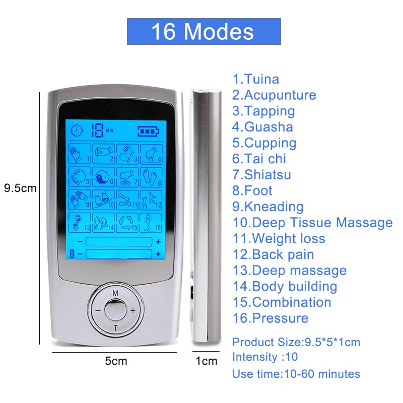 Smart Health 16-Mode Digital Pulse Massager – Electrotherapy Muscle Stimulator & Pain Relief Device