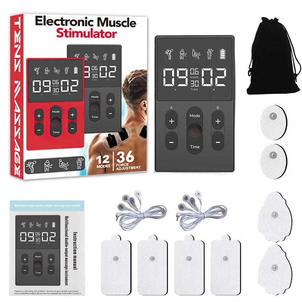 TENS meridian massager EMS multifunctional massager with 12 modes and 36 levels of intensity timed dual channel output massager