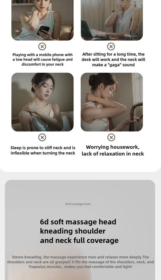 Trapezius Electric Massage Pillow For Neck and Shoulder Wireless Car And Home Massager Heat Waist Leg Cervical Shiatsu Kneading