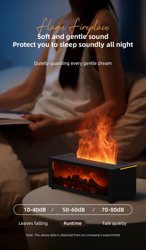 Colorful Flame Aroma Diffuser – 150ml Waterless Air Humidifier with Remote & Timer