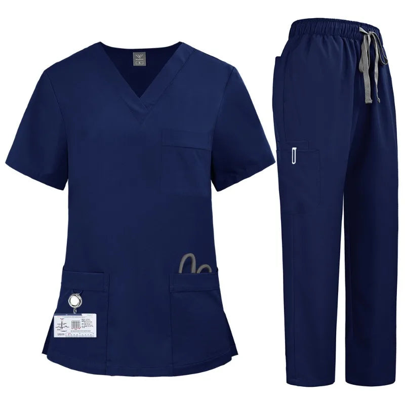 Quick-Dry Elastic Plus-Size Lab Uniform Set for Men & Women