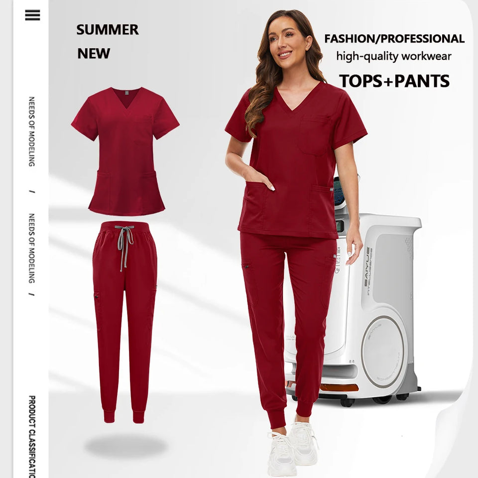 Unisex Medical Scrub Set with Pockets – Jogger-Style Nurse & Doctor Uniform for Clinical, Surgical & Veterinary Work