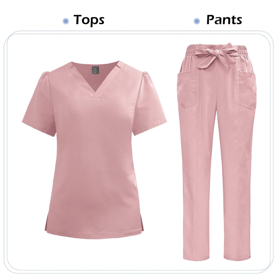 Women's Medical Scrub Set – Soft Nursing Uniform with Top & Pants for Hospital, Dental & Clinical Use