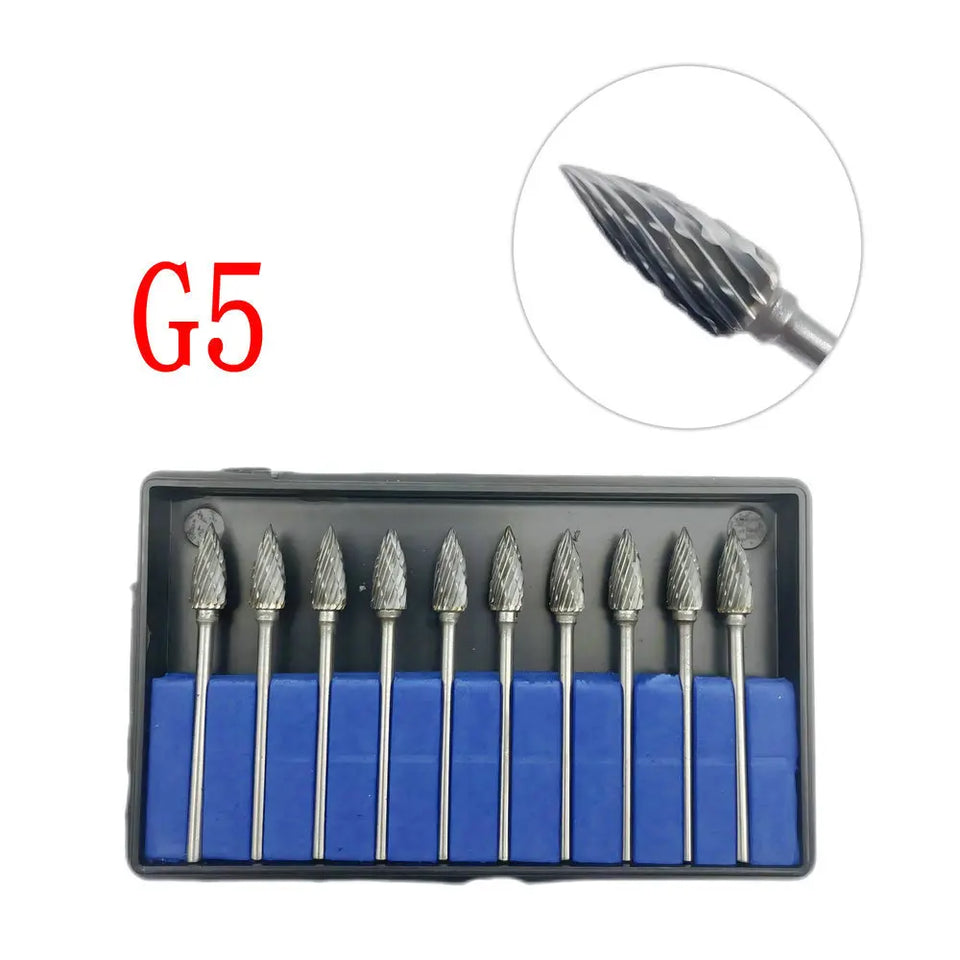 10PCS Assorted Tungsten Steel Dental Polisher Burs – 2.35MM Low-Speed Handpiece Drill Bits for Dental Lab