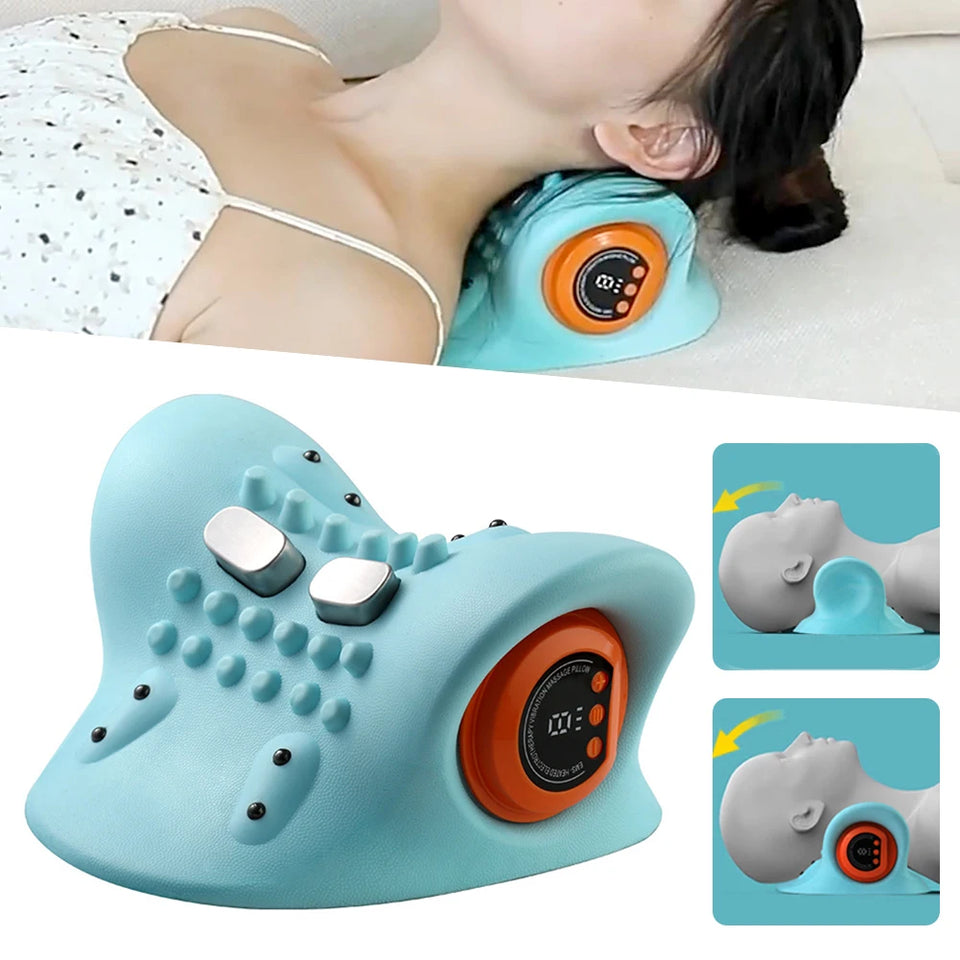 Multifunction EMS Electrotherapy Heating Cervical Spine Pillow Wireless Ergonomic Acupressure Neck Pillow for Relax Pain Relief