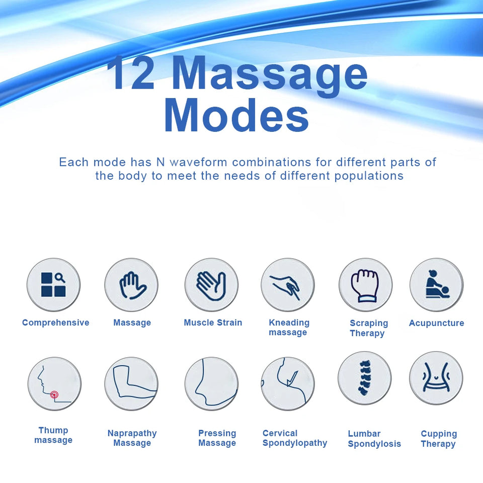 12-Mode TENS & EMS Muscle Stimulator – Electronic Pulse Massager Therapy Device