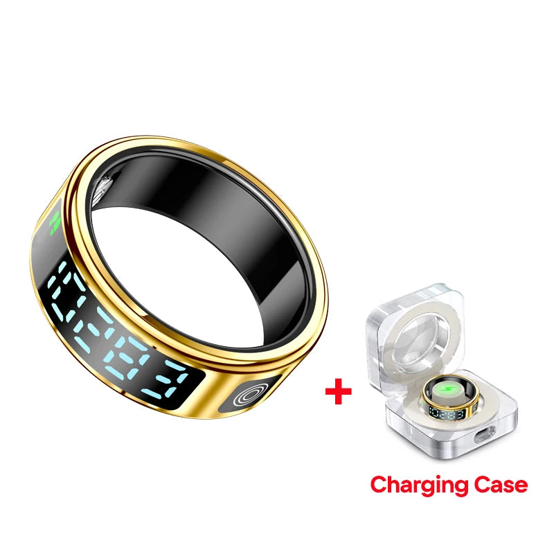 2025 SR08 Smart Ring – LED Display, Heart Rate & SpO₂ Monitor, 5ATM Waterproof Fitness Ring for Men & Women