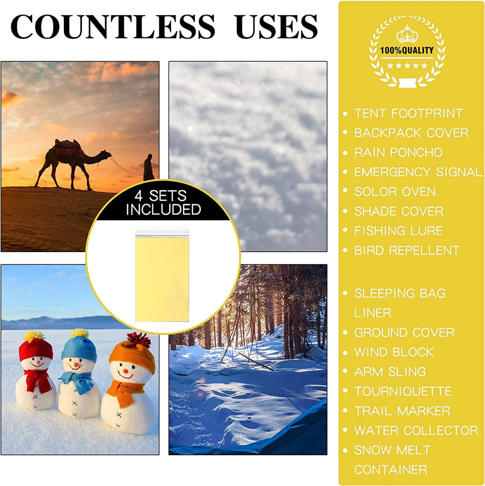 5–30PCS Outdoor Emergency Thermal Survival Blanket – Gold & Silver Foil, Waterproof, 130x210cm