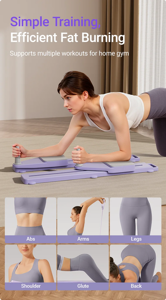 2-in-1 Abs & Ski Board – Portable Core and Leg Trainer Pilates Reformer for Home Gym