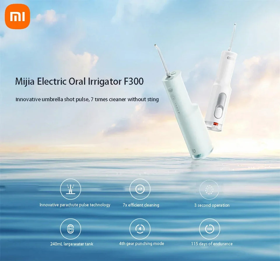 Xiaomi Mijia MEO703 Portable Oral Irrigator F300 – Electric Water Flosser with 240ml Tank, 4 Modes, IPX7 Waterproof