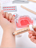 Wooden Pretend Play Doctor Educational Toys for Children Simulation Dentist Check Brush Teeth Medicine Set Role Playing Games
