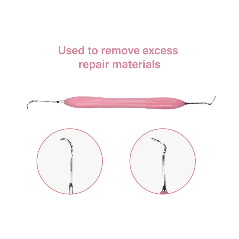 lDental Double-Ended Resin Filler Spatula Set – Stainless Steel Composite Filling Tool with Silicone Handle