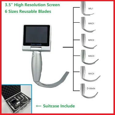 Mexico Local Stock 3.5 Inch HD Touch screen Anesthesia Digital Video Laryngoscope 6 sizes Reusable Sterilizable Blades Optional