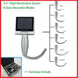 Mexico Local Stock 3.5 Inch HD Touch screen Anesthesia Digital Video Laryngoscope 6 sizes Reusable Sterilizable Blades Optional