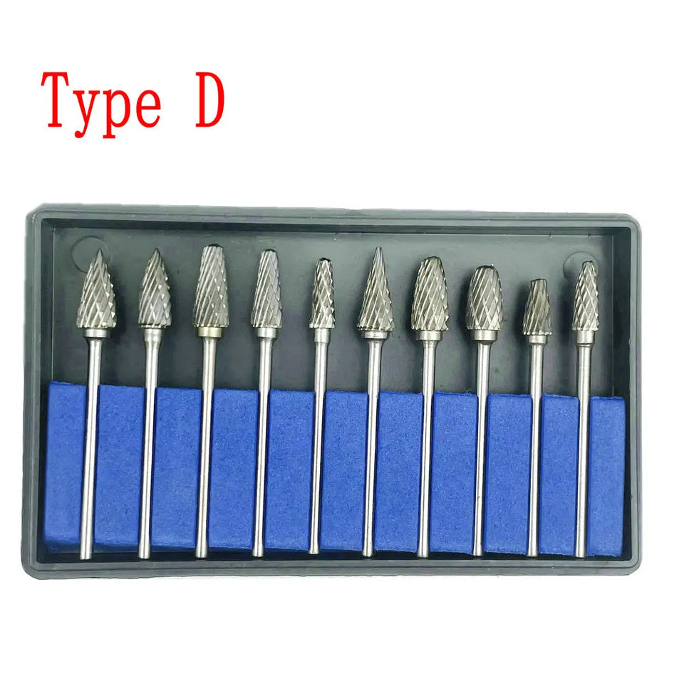 10PCS Assorted Tungsten Steel Dental Polisher Burs – 2.35MM Low-Speed Handpiece Drill Bits for Dental Lab