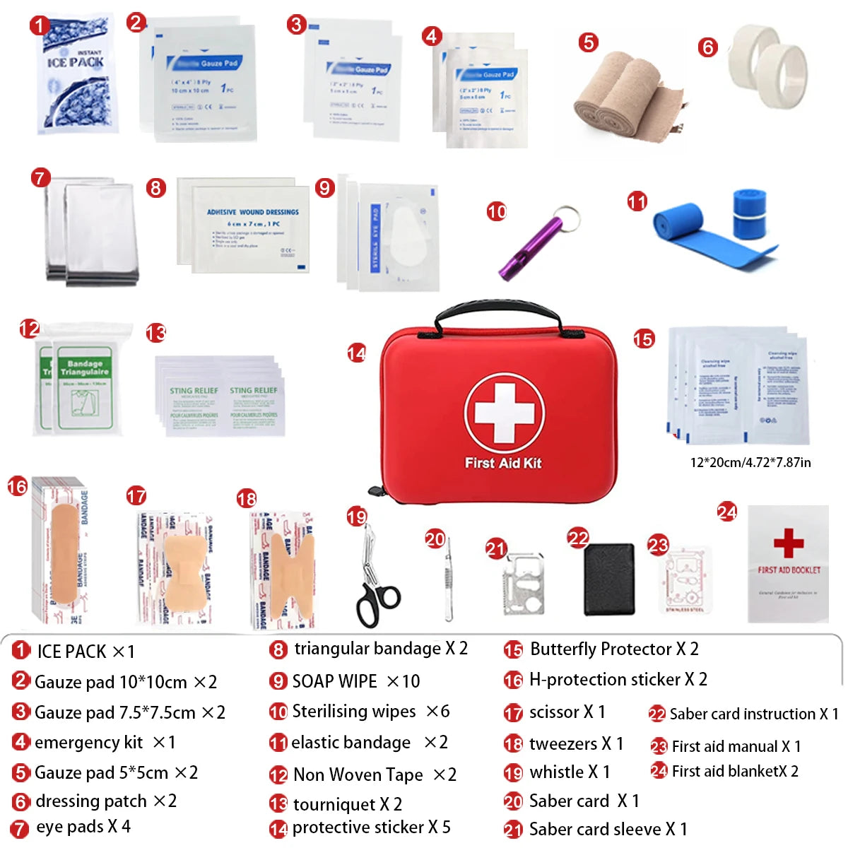 Portable First Aid Kit – Compact Emergency Survival Kit for Outdoor, Hiking, Car Travel & Camping (No Medication Included)
