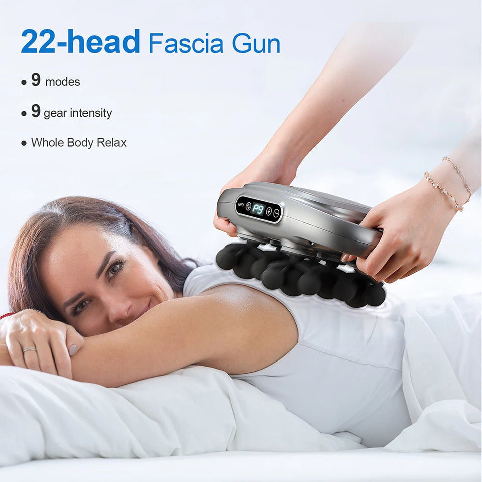 22-Head Fascia Massage Gun – High-Frequency Deep Tissue Massager for Back, Neck, Shoulder & Waist