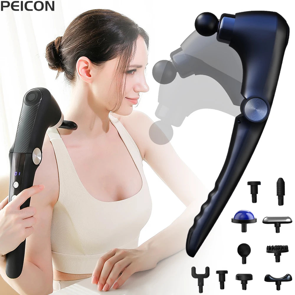 Fascia Massage Gun with Extended Handle – High-Frequency Electric Muscle Massager