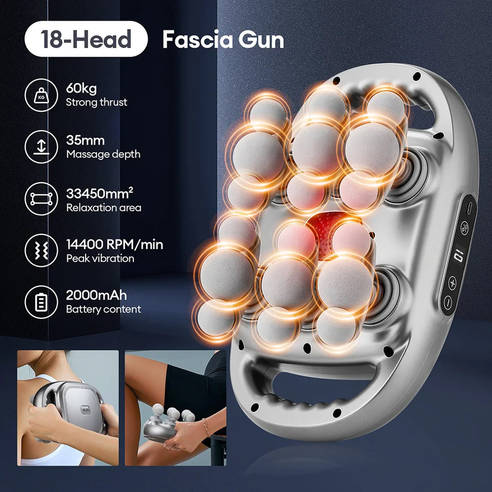 42-Head Fascia Massage Gun – High-Frequency Muscle Massager for Back, Neck, Shoulder & Waist Relief