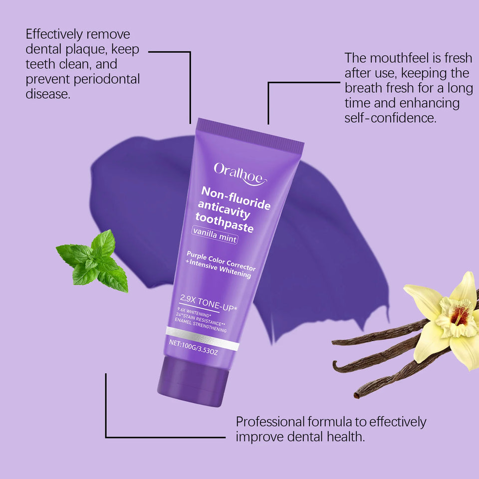 Teeth Restoration Mineral Powder – Purple Whitening Toothpaste for Stain Removal, Fresh Breath & Oral Care