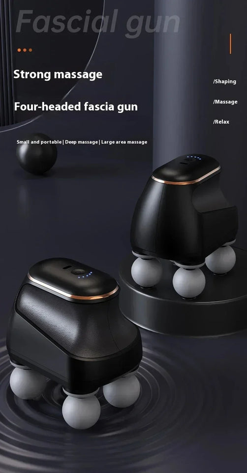 Mini Portable Fascia Gun – 4-Head High-Frequency Muscle Massage Gun