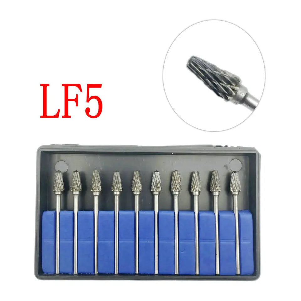 10PCS Assorted Tungsten Steel Dental Polisher Burs – 2.35MM Low-Speed Handpiece Drill Bits for Dental Lab