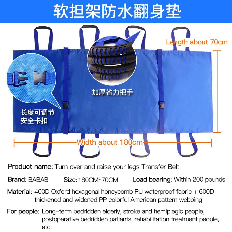 Elderly & Disabled Transfer Belt – Nursing Shift Pad & Turn Over Aid for Bedridden Patient Mobility