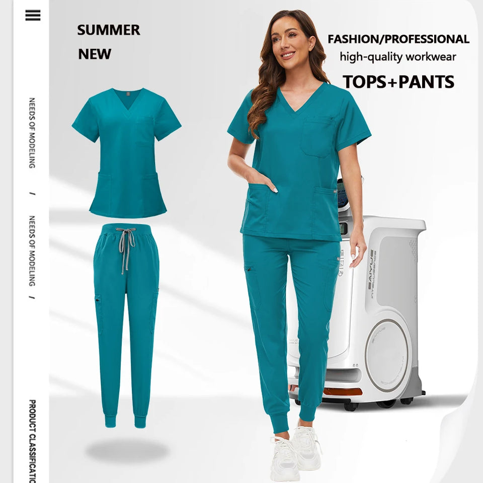 Unisex Medical Scrub Set with Pockets – Jogger-Style Nurse & Doctor Uniform for Clinical, Surgical & Veterinary Work