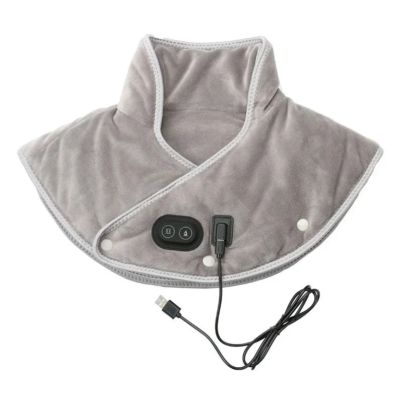 Electric Heating Neck & Shoulder Pad – Thermal Compress Vibration Shawl with 3 Heat Levels