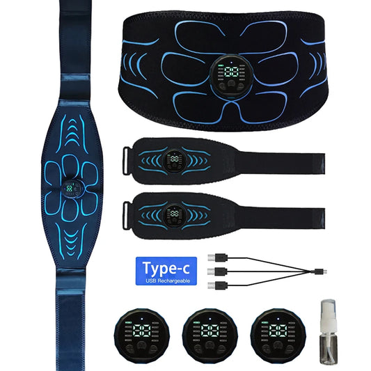 Smart USB Rechargeable Abdominal Toning Belt – Muscle Trainer & Massager