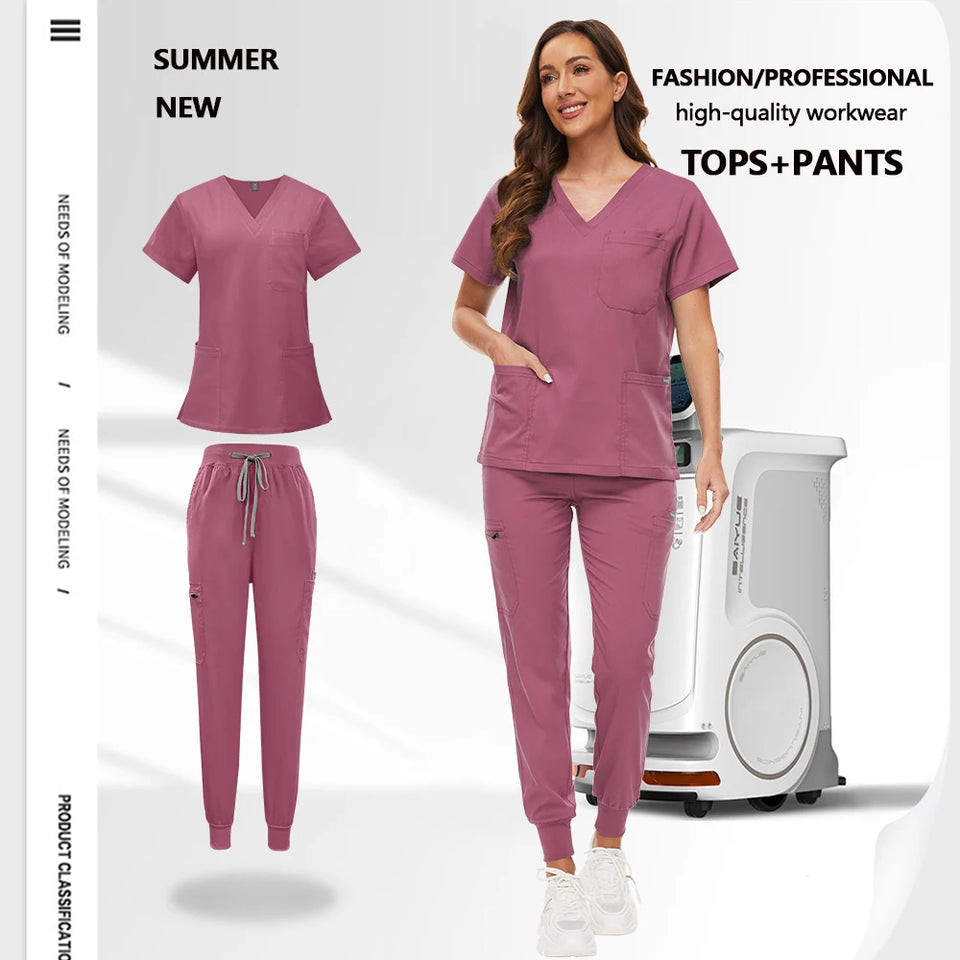 Unisex Medical Scrub Set with Pockets – Jogger-Style Nurse & Doctor Uniform for Clinical, Surgical & Veterinary Work