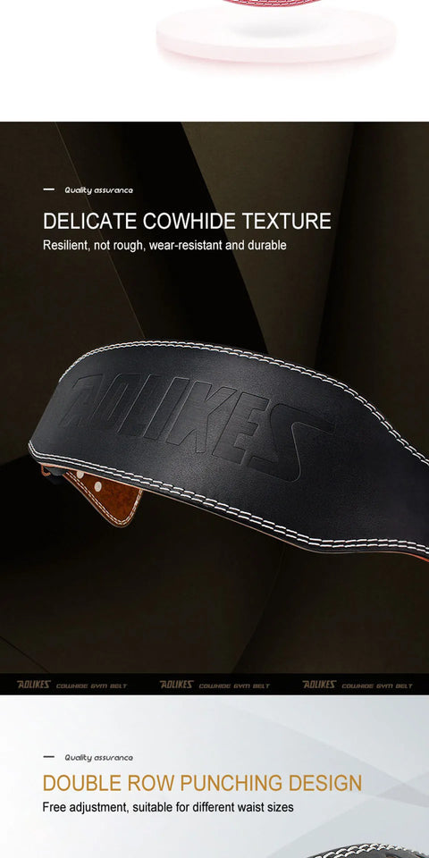 AOLIKES Cowhide Weightlifting Belt – Lumbar Support Gym Belt for Squats & Bodybuilding